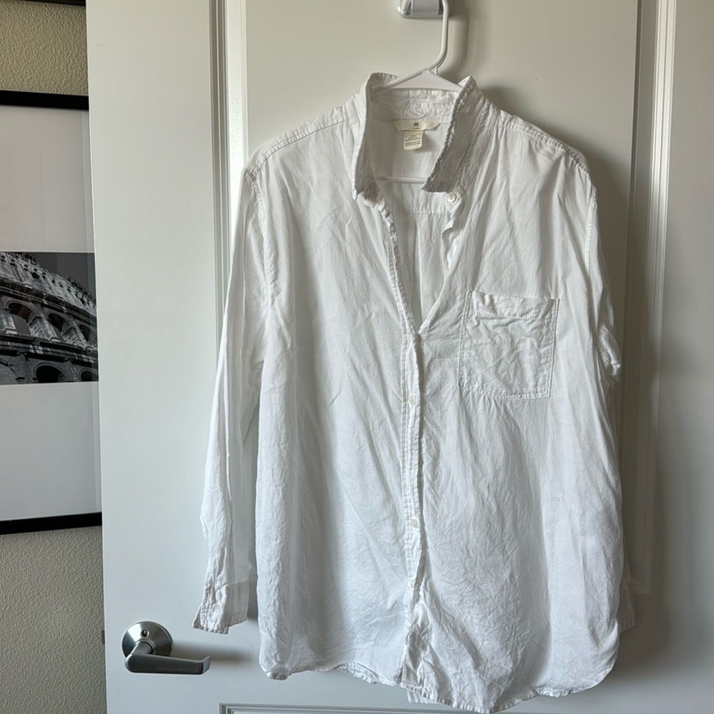 Lightweight Cotton Button down White Boyfriend Shirt